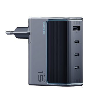 Cuktech AD1404UEU 140W GaN 3x USB-C / USB-A įkroviklis su laidu pilkas
