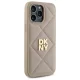 DKNY Quilted Stack Logo dėklas iPhone 14 Pro Max telefonui, kreminis