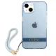 Guess Translucent Strap dėklas iPhone 13 mini, mėlynas