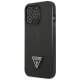 Guess Saffiano Triangle Logo dėklas iPhone 14 Pro telefonui, juodas