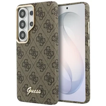 Dėklas Guess 4G Script MagSafe skirtas Samsung Galaxy S26 Ultra, rudas