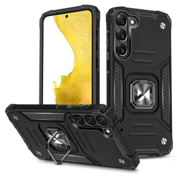 Dėklas Wozinsky Ring Armor telefonui Samsung Galaxy S23 su žiedu, juodas