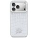 Karl Lagerfeld Croco KL Script Logo MagSafe dėklas iPhone 17 Pro, sidabrinis