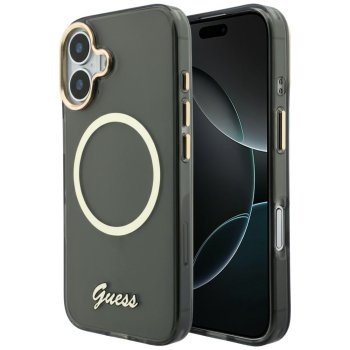 Guess IML Script Metal MagSafe dėklas skirtas iPhone 17 - juodas