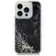 Guess dėklas iPhone 14 Pro telefonui Liquid Glitter Marble, juodas
