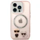Karl Lagerfeld Karl & Choupette Aluminum MagSafe dėklas iPhone 14 Pro, rožinis