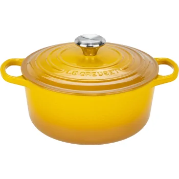 Le Creuset Signature apvalus ketaus troškintuvas 24 cm, 4.2 l, geltonas