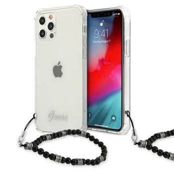 Guess dėklas iPhone 12 / 12 Pro telefonui iš Pearl kolekcijos, skaidrus