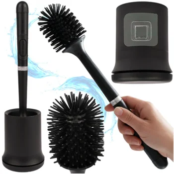 Ruhhy Silicone Toilet Brush with Holder, Black