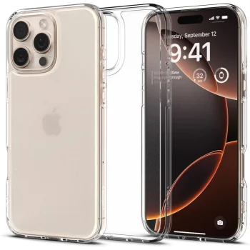 Spigen Ultra Hybrid dėklas, skirtas iPhone 16 Pro Max, skaidrus