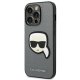 Karl Lagerfeld Saffiano Karl\'s Head Patch dėklas iPhone 14 Pro Max - sidabrinis