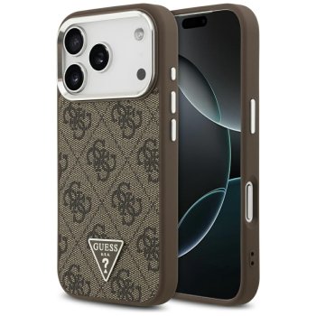 Guess MagSafe 4G PU odinis dėklas, skirtas iPhone 17 Pro, rudas