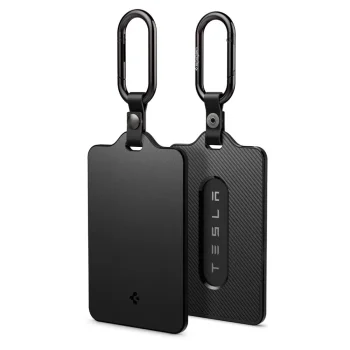 Spigen TO243 Tesla automobilio rakto kortelės dėklas su karabinu, juodas