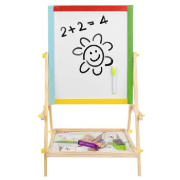 Children's Double-sided Magnetic Wooden Drawing Board with Accessories, 65cm