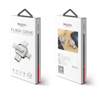 USB atmintinė Yesido FL15 128GB, 4-in-1 OTG, USB 3.0, sidabrinė