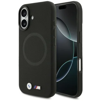 BMW M FW Metal Logo MagSafe dėklas telefonui iPhone 17, juodas