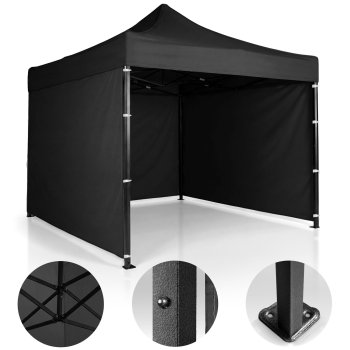 Plonos sodo pavėsinė su 3 sienomis, 3x3 m, juoda