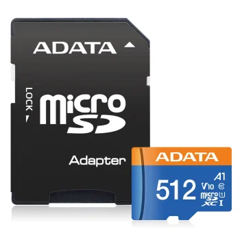 ADATA Premier 512GB microSDXC atminties kortelė UHS-I Class 10 V10 A1 su SD adapteriu