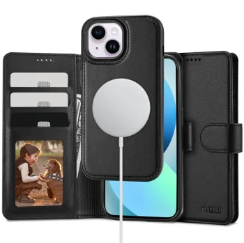 Tech-Protect Wallet MagSafe atverčiamasis dėklas iPhone 13, juodas