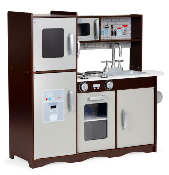 Didelė medinė žaislinė virtuvėlė su šaldytuvu ECOTOYS 128591