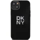 DKNY dėklas, skirtas iPhone 15 Plus, HC Silicone w Stack Metal Logo, juodas