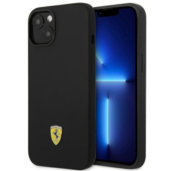 Ferrari dėklas iPhone 14 Plus telefonui Silicone Metal Logo, juodas