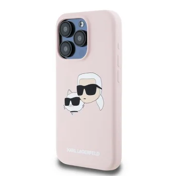 Karl Lagerfeld dėklas, skirtas iPhone 15 Pro, Silicone Karl & Choupette MagSafe, rožinis