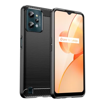 Dėklas Realme C31 Carbon Case, lankstus TPU apsauginis dėklas, juodas