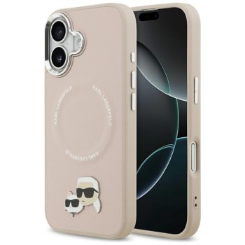 Karl Lagerfeld Karl & Choupette Pins MagSafe dėklas iPhone 17, rožinis