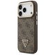 Guess 4G PU Triangle Logo & Stand Camera MagSafe dėklas iPhone 17 Pro, rudas