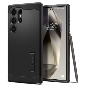 Apsauginis dėklas Spigen Tough Armor, skirtas Samsung Galaxy S24 Ultra, juodas