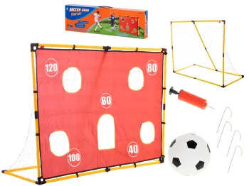 Futbolo vartai su taikinio kilimėliu, kamuoliu ir pompa, 156x70x107 cm (78674)
