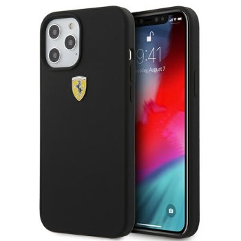 Ferrari dėklas iPhone 12 Pro Max telefonui On Track Silicone, juodas