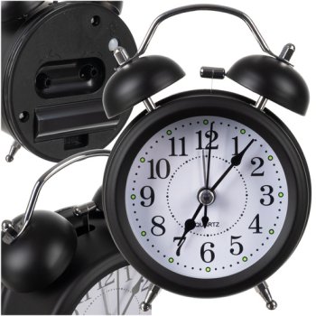 Izoxis 25473 Retro Alarm Clock with LED Backlight, Black