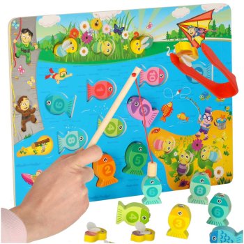 Montessori bee magnet wooden fishing game