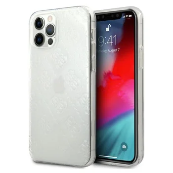 Guess iPhone 12 / 12 Pro dėklas 4G 3D Pattern, skaidrus