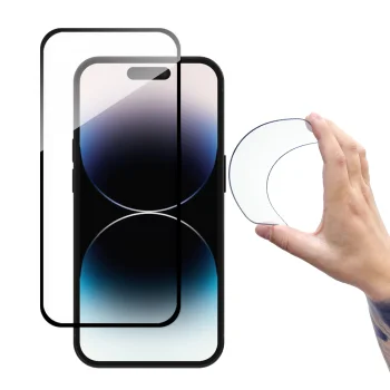 Apsauginis stiklas Wozinsky Full Cover Flexi Nano Glass telefonui iPhone 14 Pro Max su juodu rėmeliu
