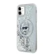 Karl Lagerfeld Liquid Glitter Choupette Head MagSafe dėklas iPhone 11 / Xr, skaidrus