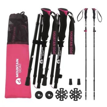 4Fizjo PRO+ Mountain Goat Folding Trekking Poles, Pink