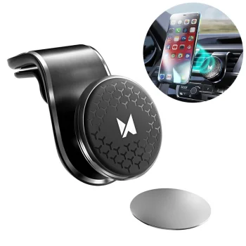 Wozinsky WMH-03 magnetinis automobilinis telefono laikiklis į groteles Juodas