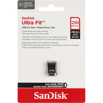 USB atmintinė SanDisk Cruzer Ultra Fit 256 GB USB 3.1 SDCZ430-256G-G46, juoda