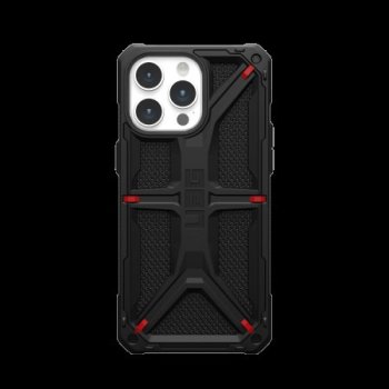 UAG Monarch dėklas iPhone 15 Pro Max telefonui, juodas Kevlar