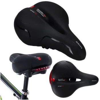Dviračio balnelis Rallex su elastingomis putomis ir LED žibintu, juodas