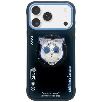 Nimmy iPhone 17 Pro Case Glasses Cool Cat MagSafe, Black/Blue