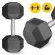 4Fizjo HEX Steel Dumbbell, 20 kg, Black
