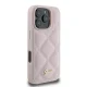 Guess dėklas iPhone 16 Pro telefonui Quilted Metal Logo, rožinis