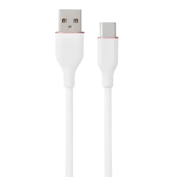 Silikoninis laidas USB Type-A - USB Type-C, 18W, 1m, baltas