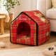 Foldable Pet House and Bed for Dogs and Cats, Red, L