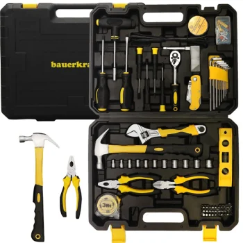 Bauerkraft H-073 įrankių rinkinys lagamine, 111 dalių, juodas