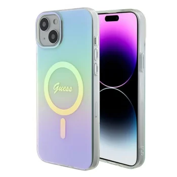 Guess dėklas iPhone 15 Plus telefonui IML Iridescent MagSafe, turkio spalvos
